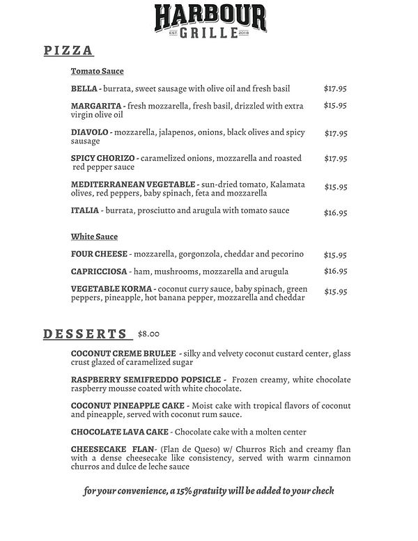 Harbour Grille Menu Our House Cayman